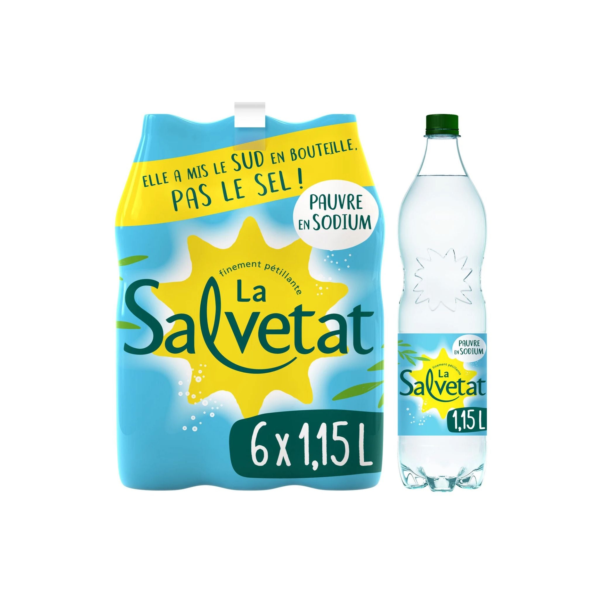 SALVETAT Eau gazeuse - Pack 6x1.15L