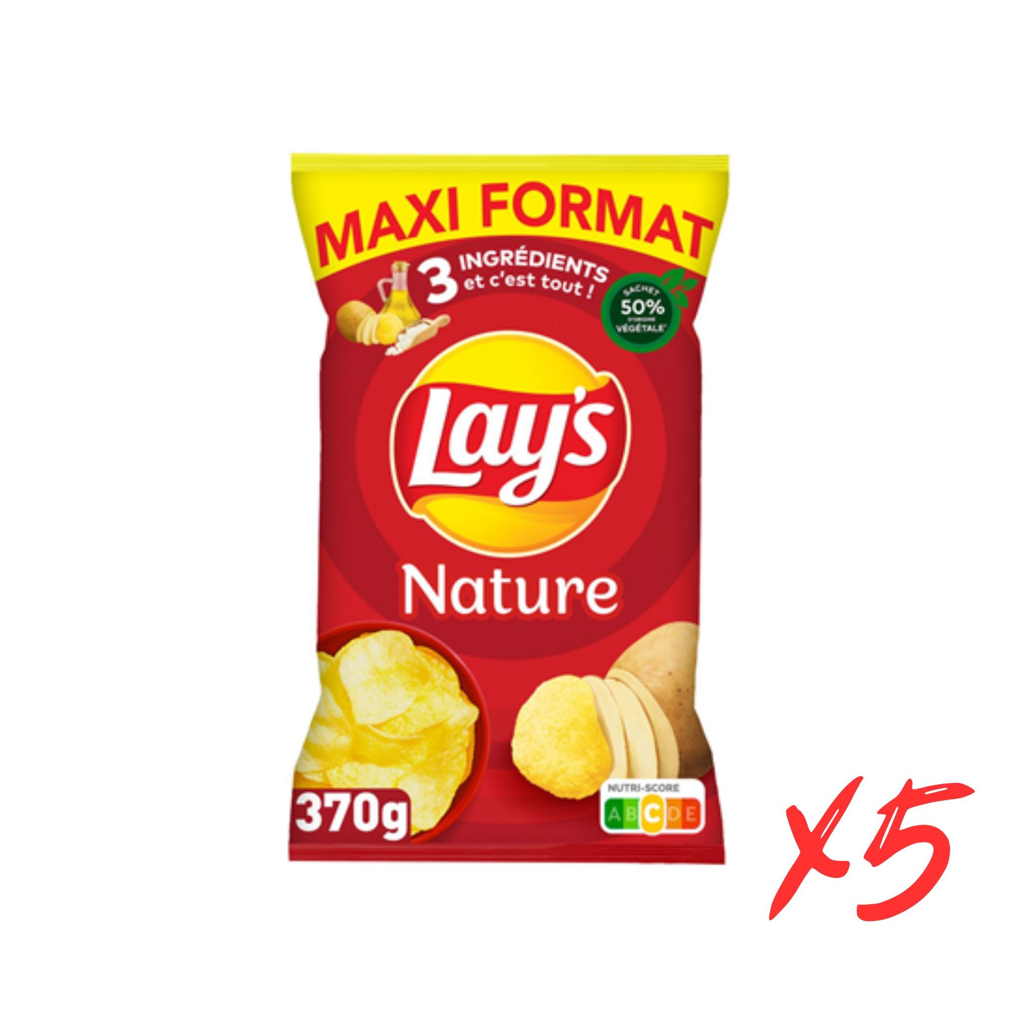 LAY'S Chips - Nature Lot de 5x370g