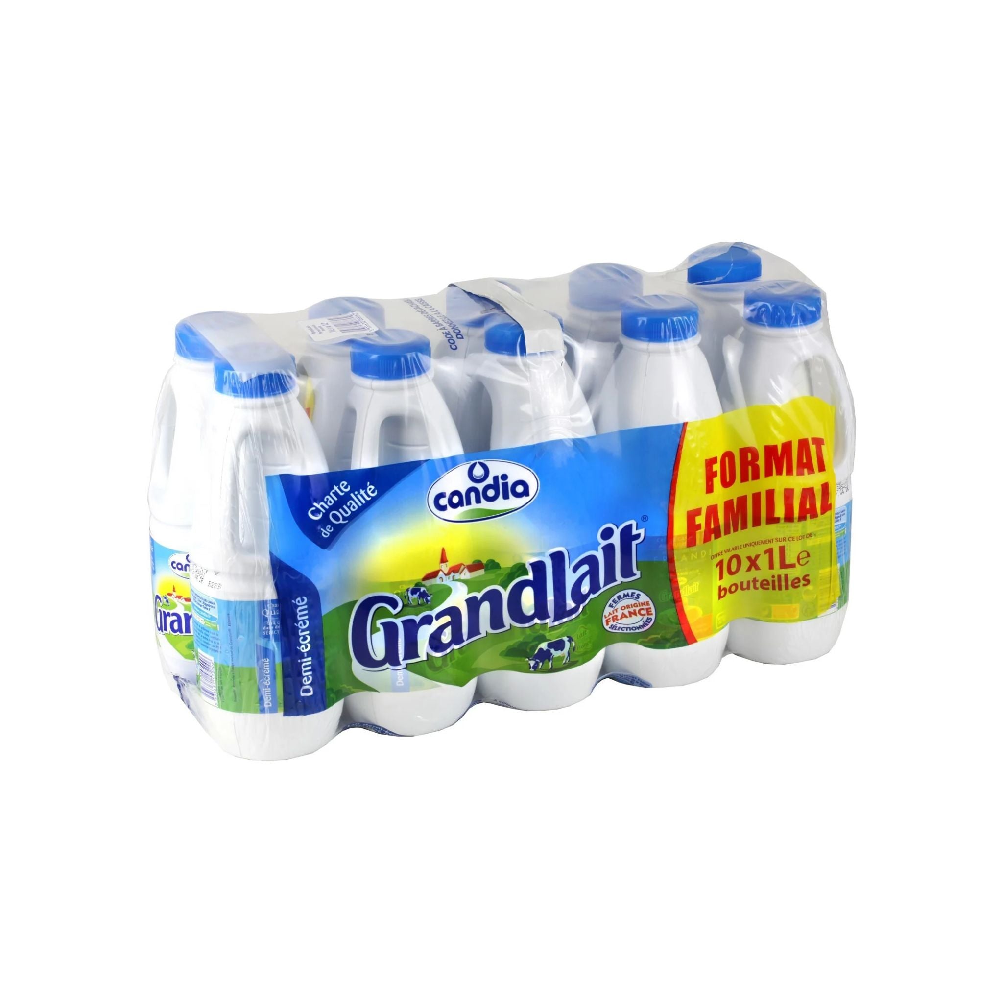 CANDIA - Lait Demi-Écrémé Grandlait Pack 10x1L