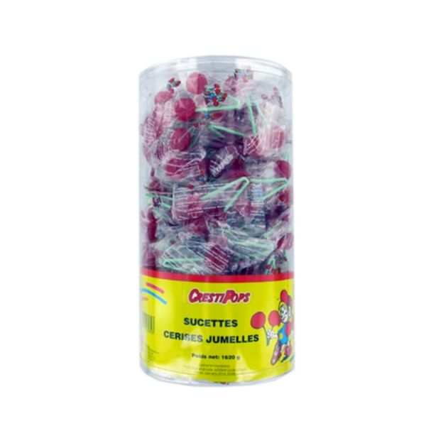 CRESTIPOPS - Sucette cerises jumelles - 120 pièces